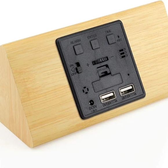 Wooden LED Digital Alarm Clock BROWN - Picture 5 of 8